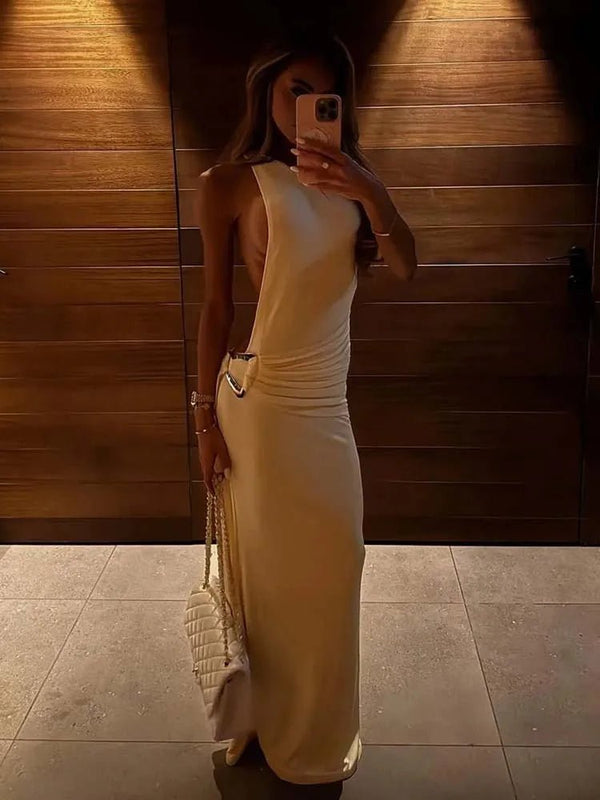 Celeste Einärmeliges figurbetontes Maxikleid