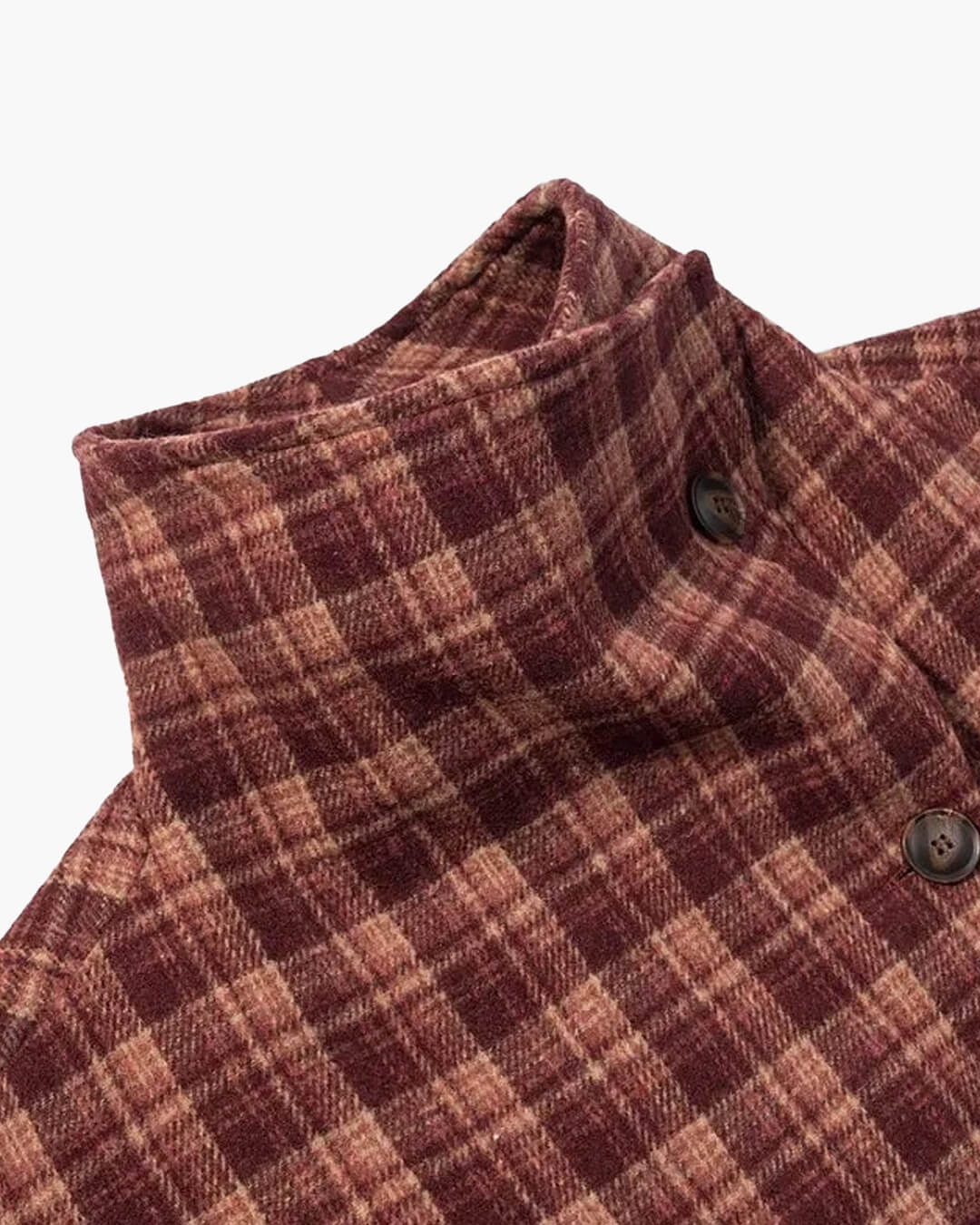 Edith Plaid Wool-Blend Coat in burgundy plaid – detail