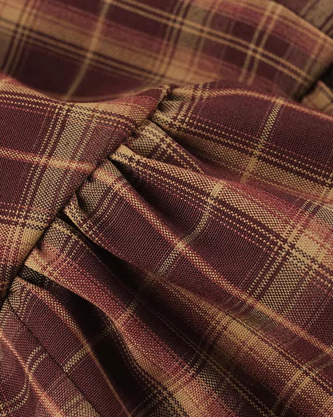 Hedda Plaid Long Sleeve Mini Dress in burgundy plaid – styled look