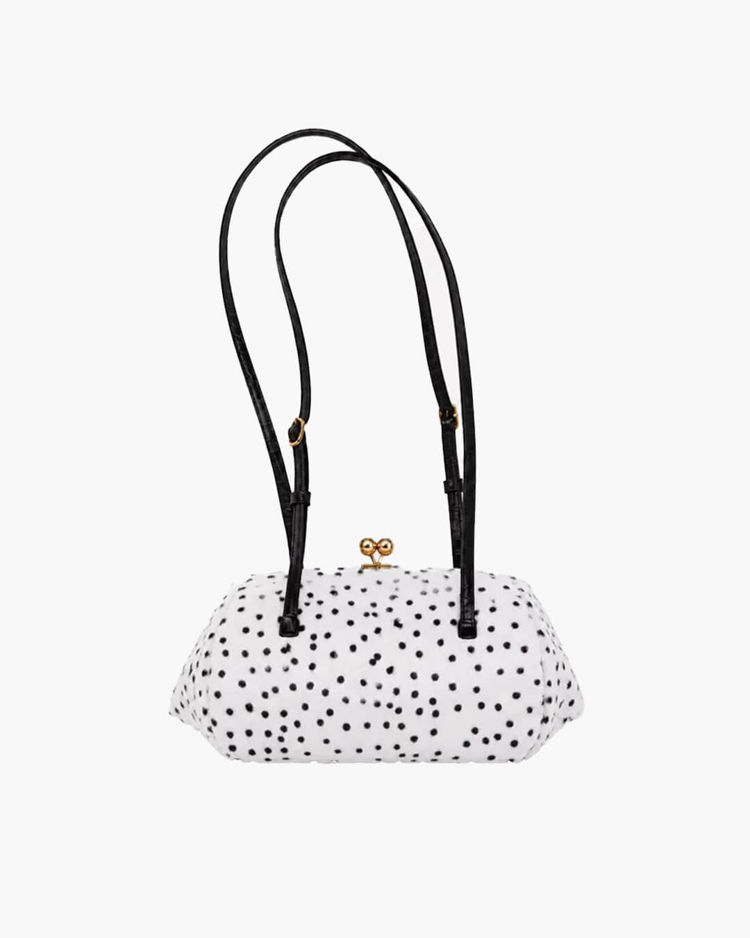 Lexi Leopard Faux Fur Shoulder Bag in white – product shot