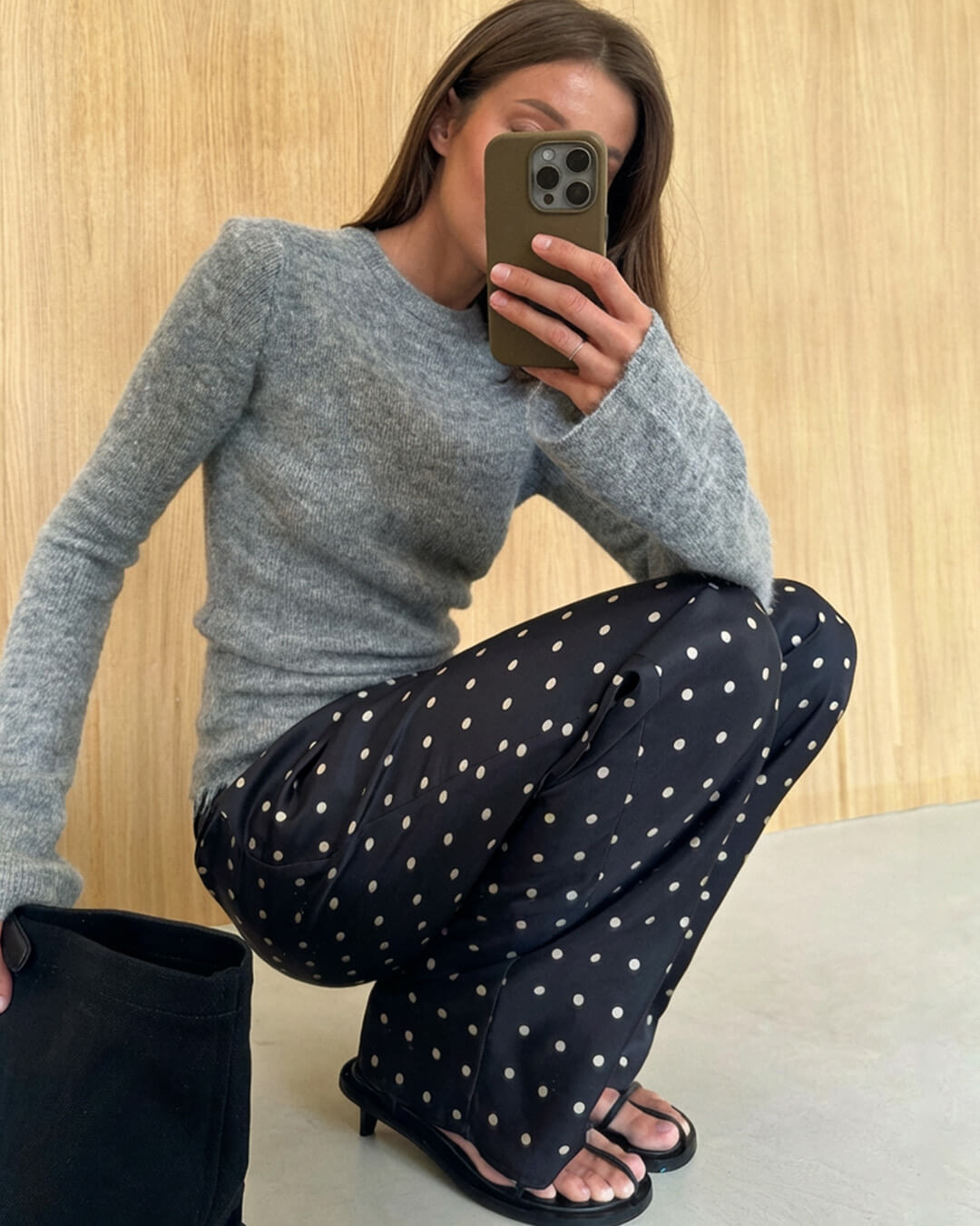 Adela Satin-Hose mit Pünktchenmuster