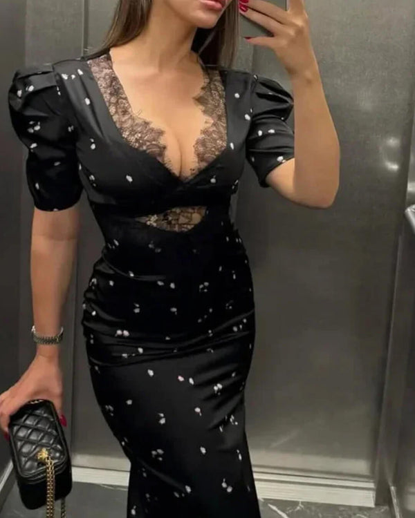 Adrija Spitzenkleid mit Puffärmeln