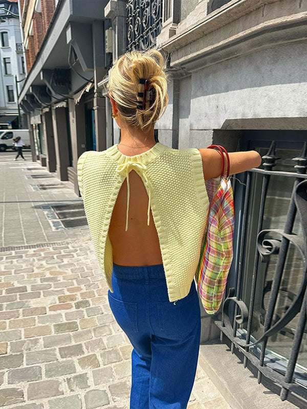Aedla Gestricktes ärmelloses Top mit offenem Rücken