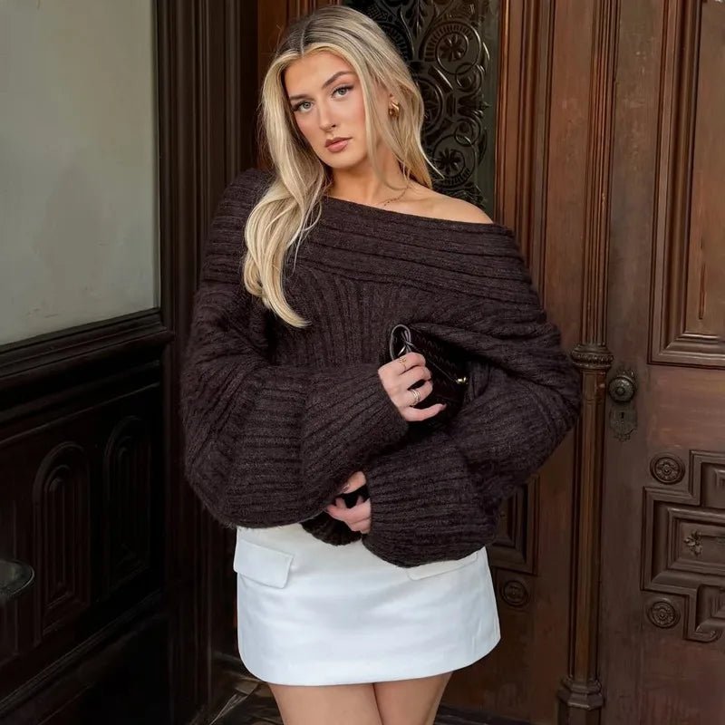 Aelwen Strickpullover mit schulterfreiem Ausschnitt
