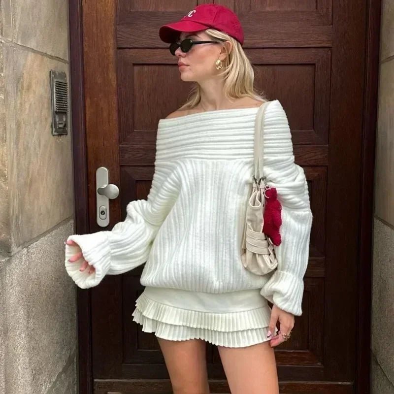 Aelwen Strickpullover mit schulterfreiem Ausschnitt