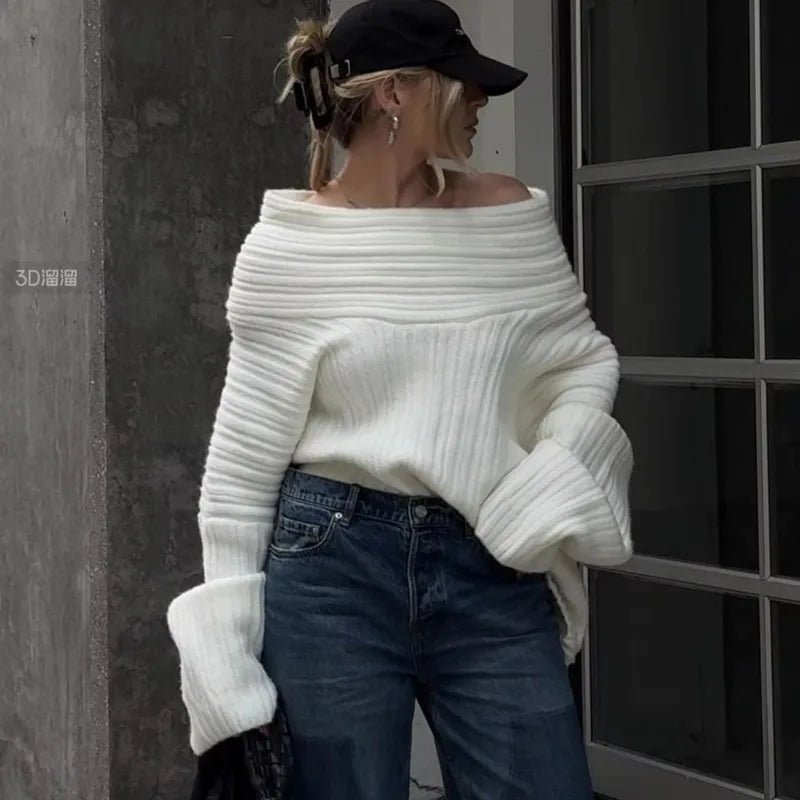 Aelwen Strickpullover mit schulterfreiem Ausschnitt