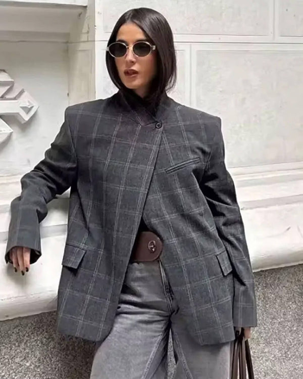 Aerona karierter Blazer mit Stehkragen