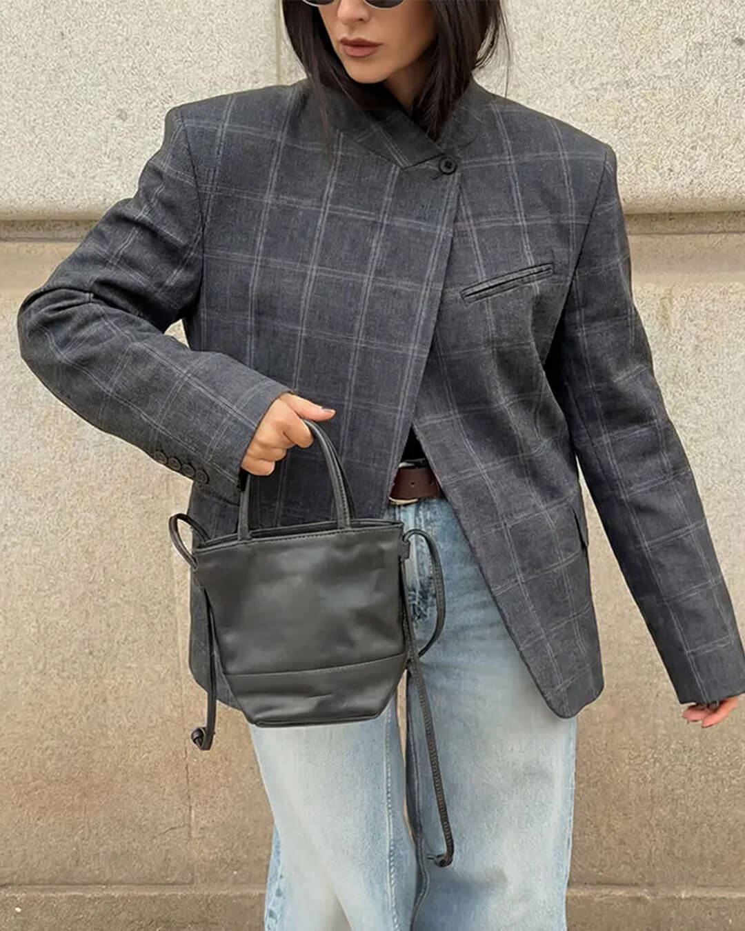Aerona karierter Blazer mit Stehkragen