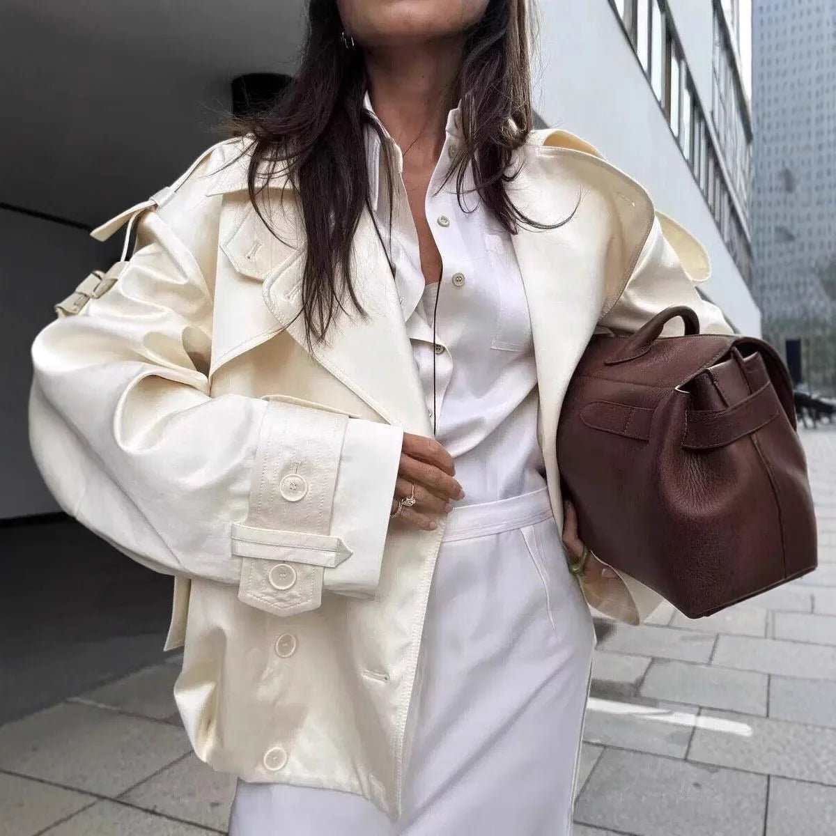 Aethra Retro-Windbreaker-Jacke mit zwei Knöpfen