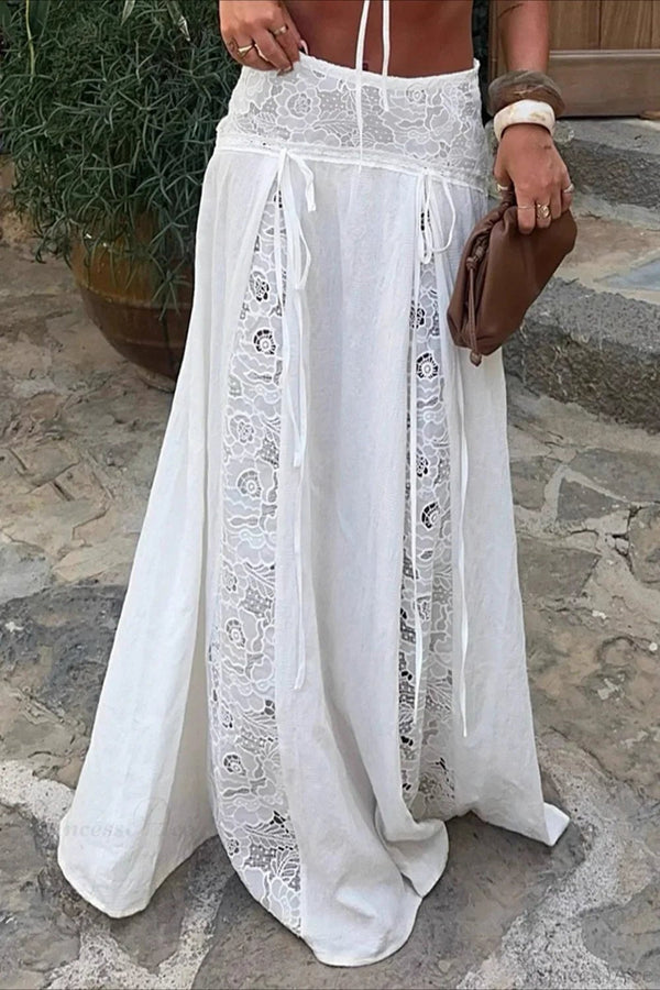 Afsana Boho Lace Patchwork Maxi Skirt