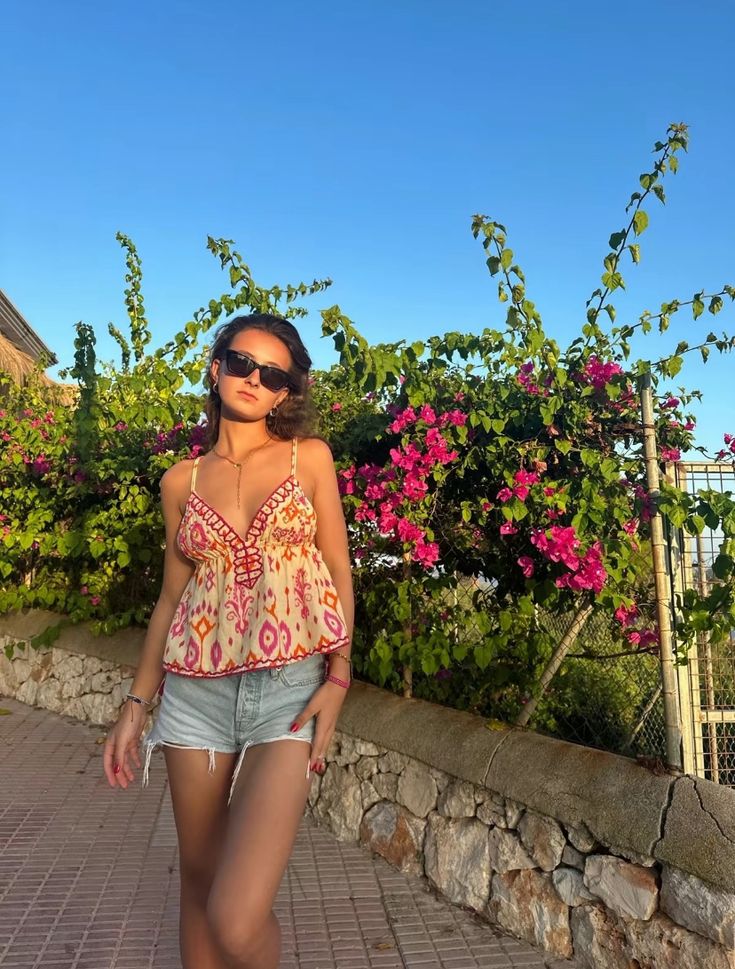 Agrafena Boho-Cami-Top mit Stickereien und Quastenband