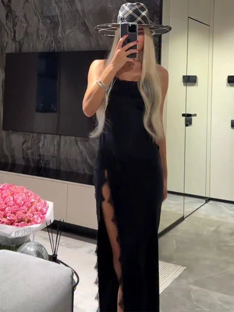 Ahlam Spitzen-Maxikleid mit Neckholder