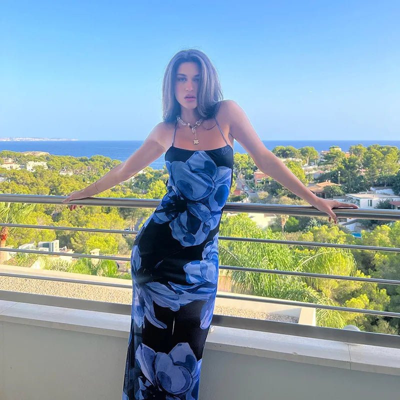 Aileena Maxikleid mit Batikmuster und Spitzendetails