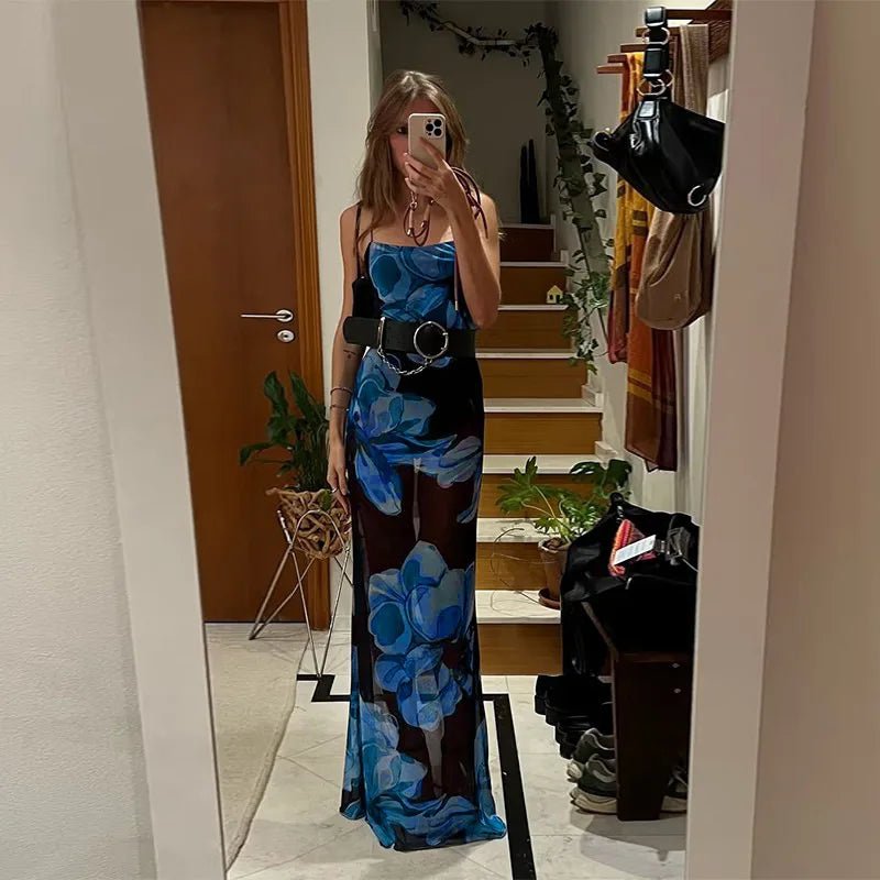 Aileena Maxikleid mit Batikmuster und Spitzendetails