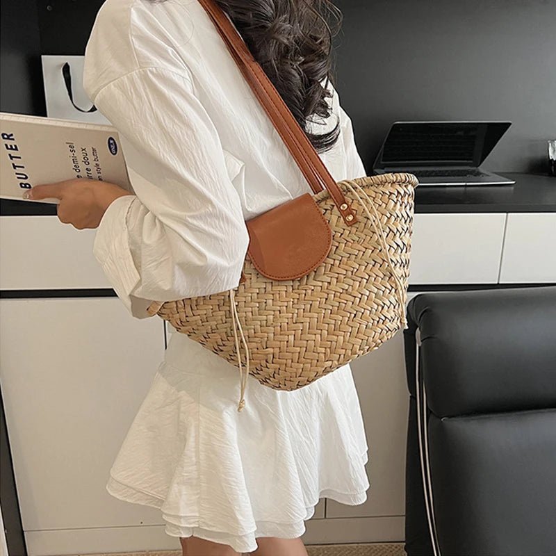 Aisea geflochtene Schultertasche aus Rattan