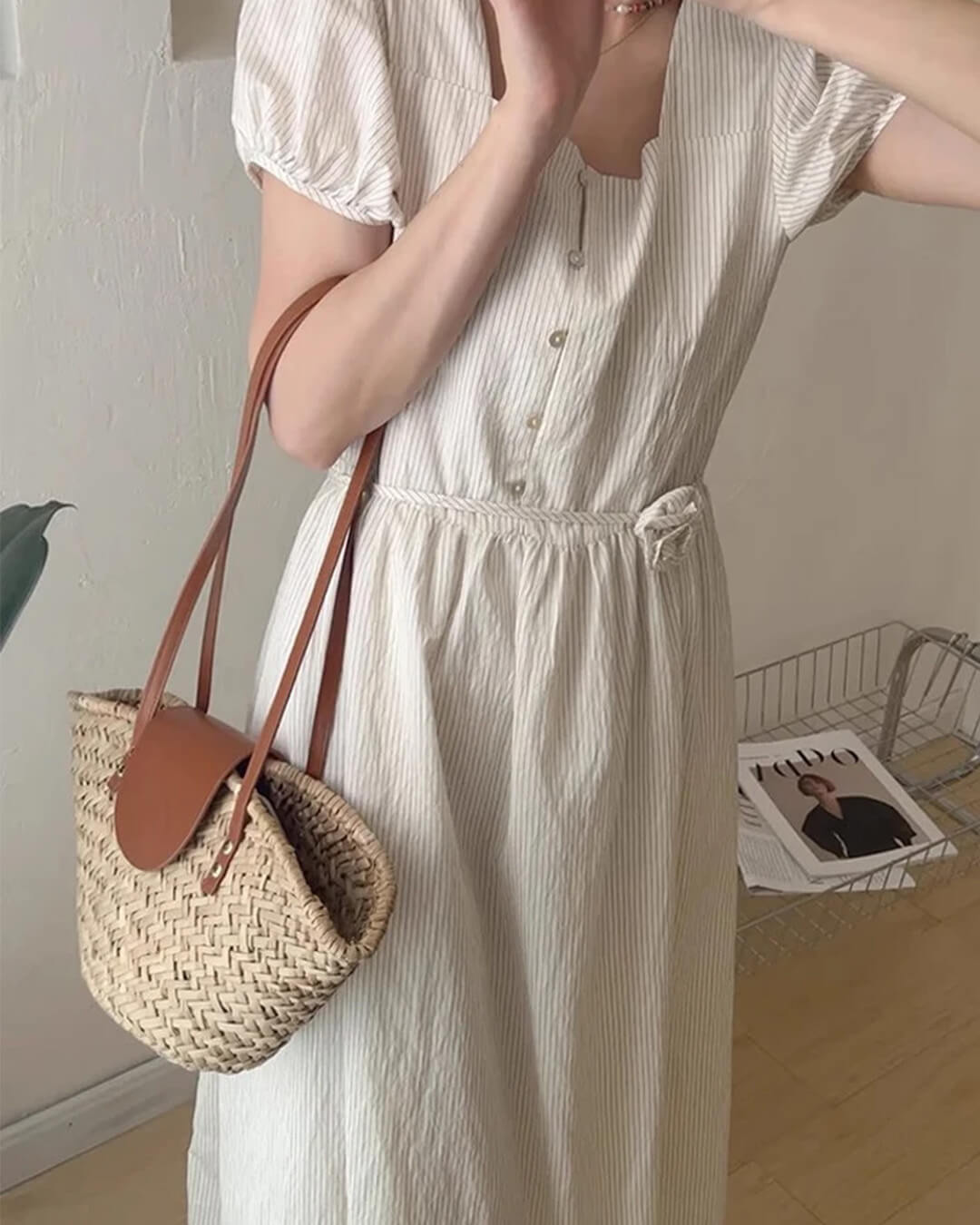 Aisea geflochtene Schultertasche aus Rattan