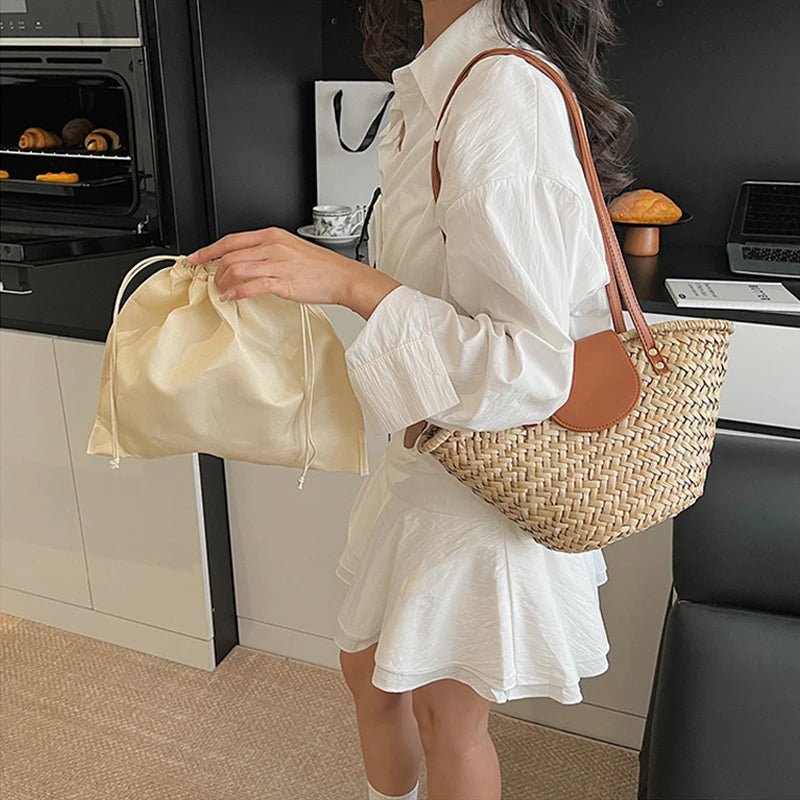 Aisea geflochtene Schultertasche aus Rattan