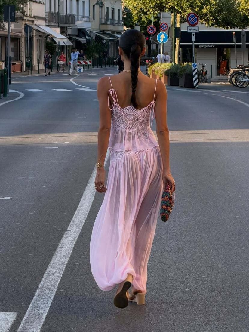 Aiselma Spitzen-Chiffon-Hosenset