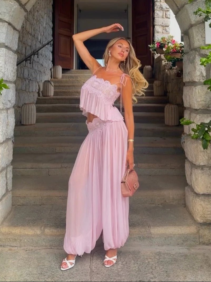 Aiselma Spitzen-Chiffon-Hosenset
