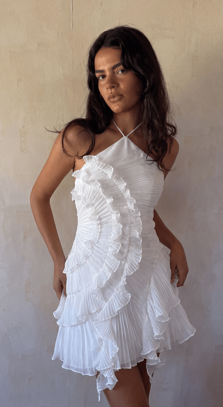 Aisende Minikleid mit Volants