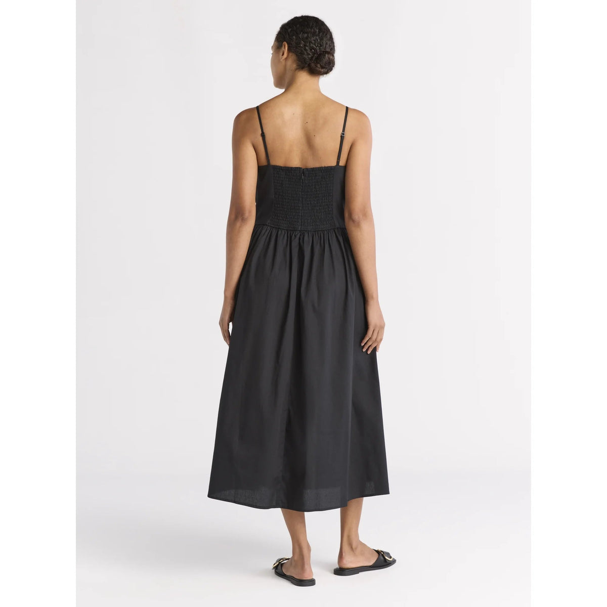 Alecto Midikleid mit Plissee und Spaghettiträgern
