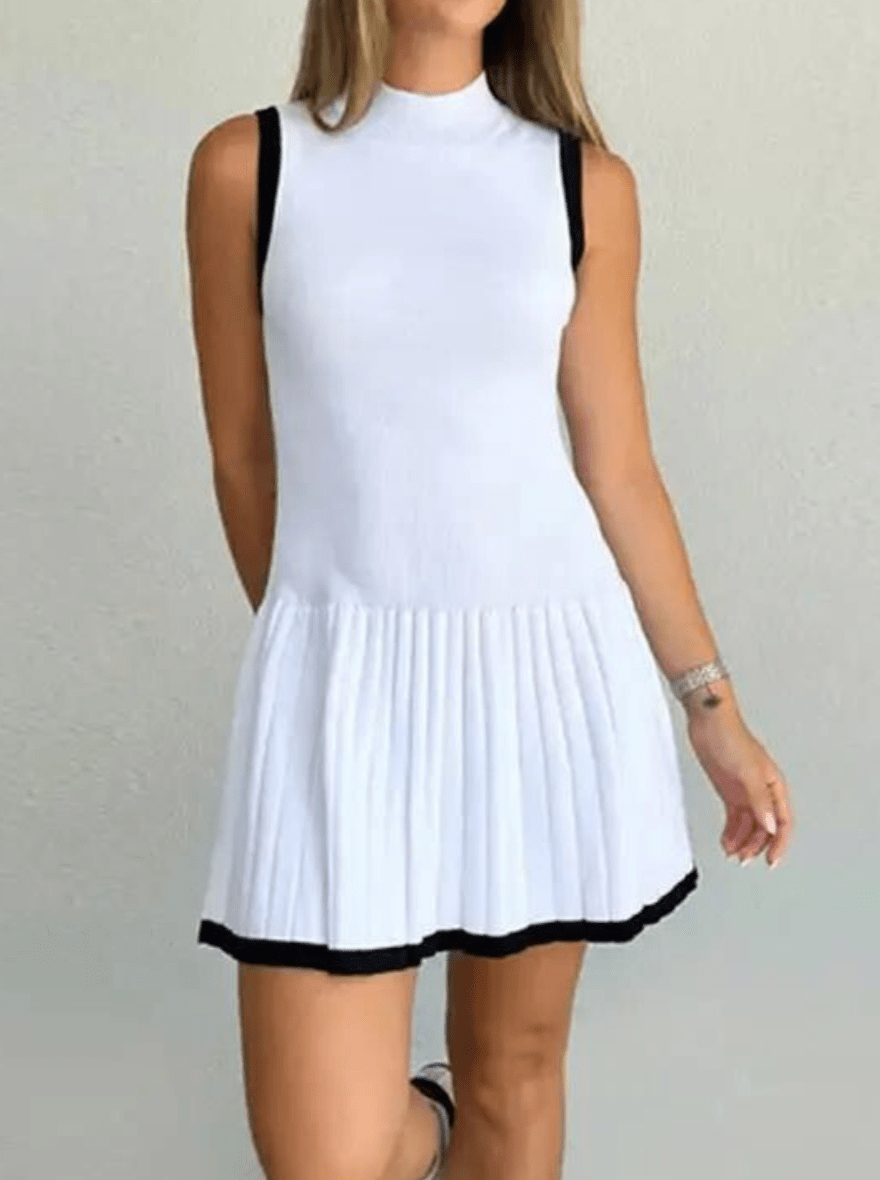 Alice Strickkleid mit Kontrastdetails und tief angesetzter Taille