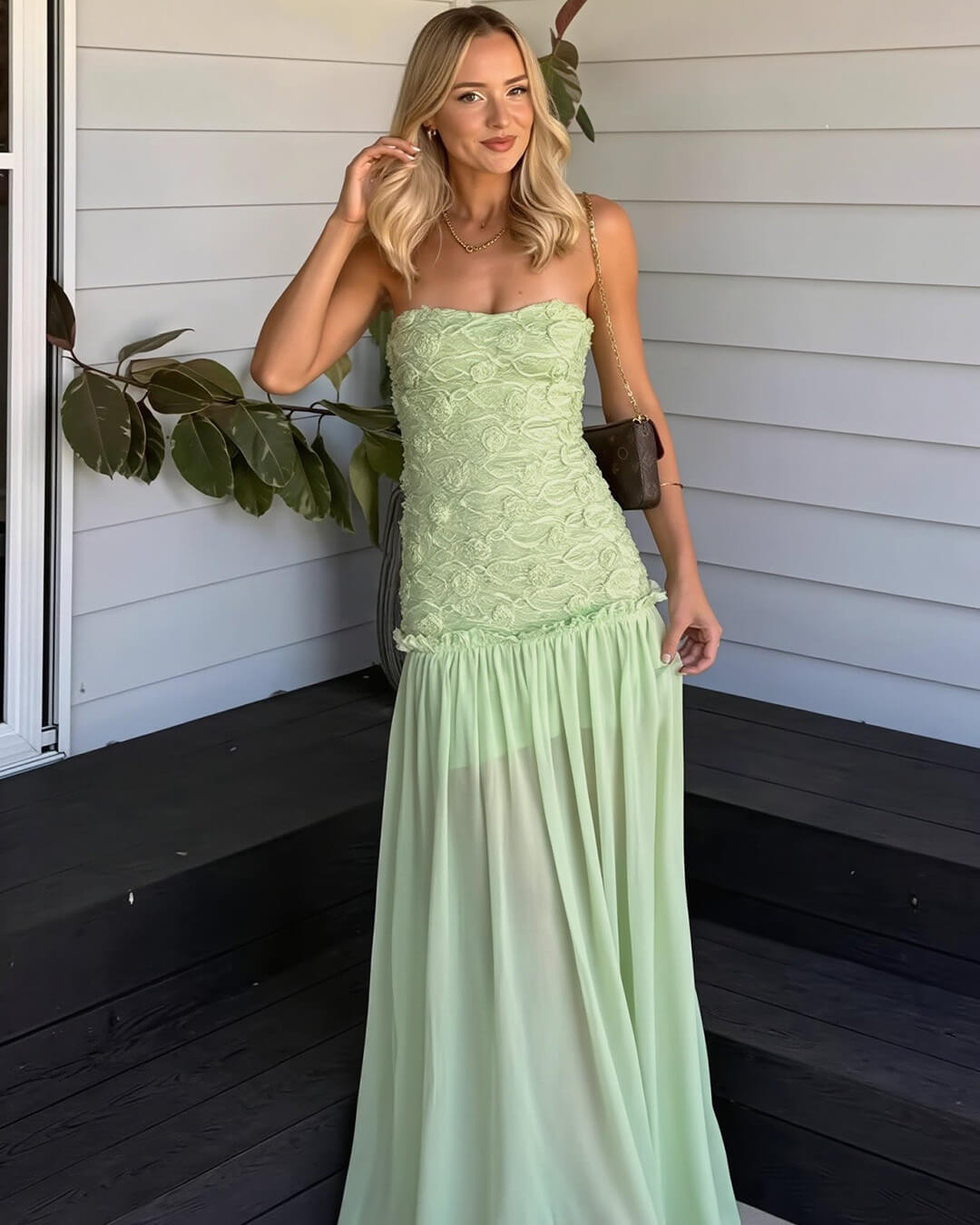 Alice Strapless Floral Lace Maxi Dress