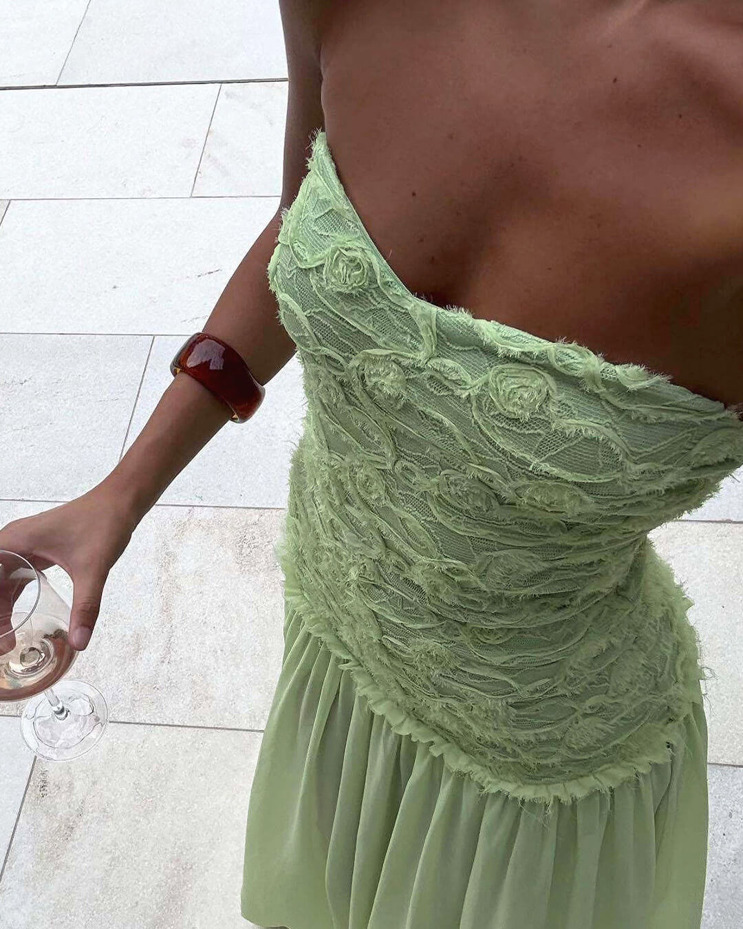 Alice Strapless Floral Lace Maxi Dress