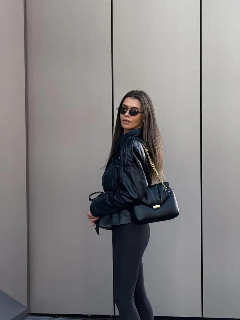 Alma kurzer Trenchcoat aus Kunstleder