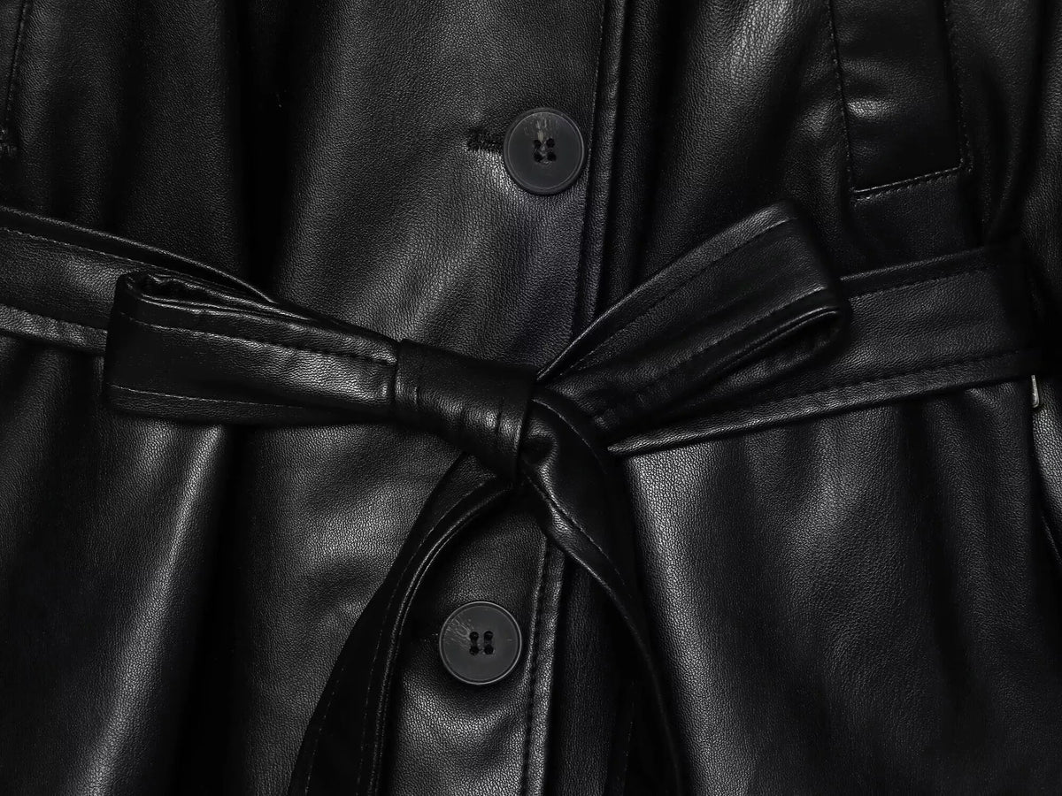 Alma kurzer Trenchcoat aus Kunstleder