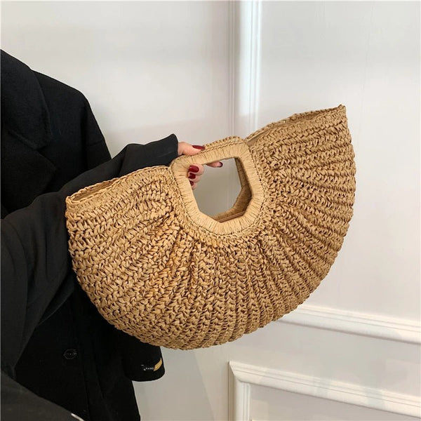 Bianca Half-Moon Rattan Tote Bag