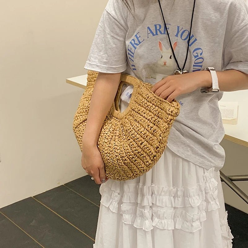 Alyana Halbmond-Tote-Bag aus Rattan