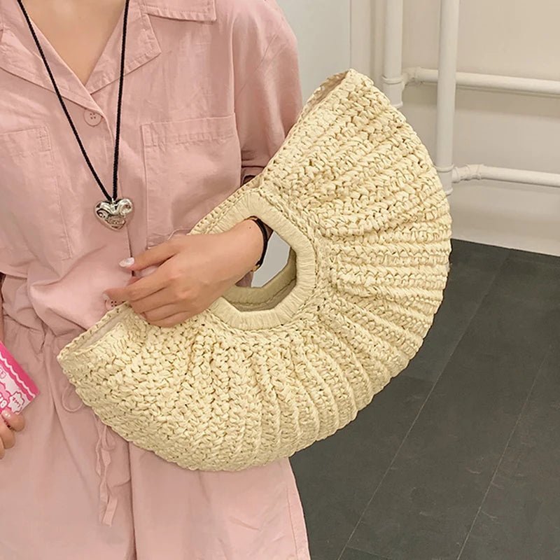 Alyana Halbmond-Tote-Bag aus Rattan
