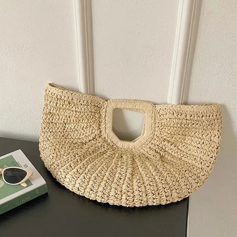 Alyana Halbmond-Tote-Bag aus Rattan