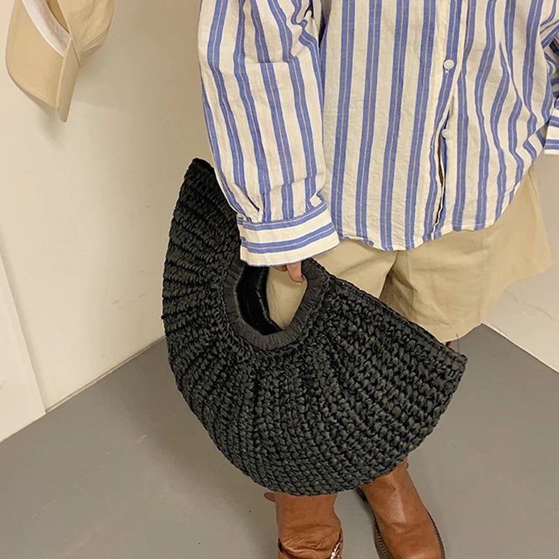 Alyana Halbmond-Tote-Bag aus Rattan