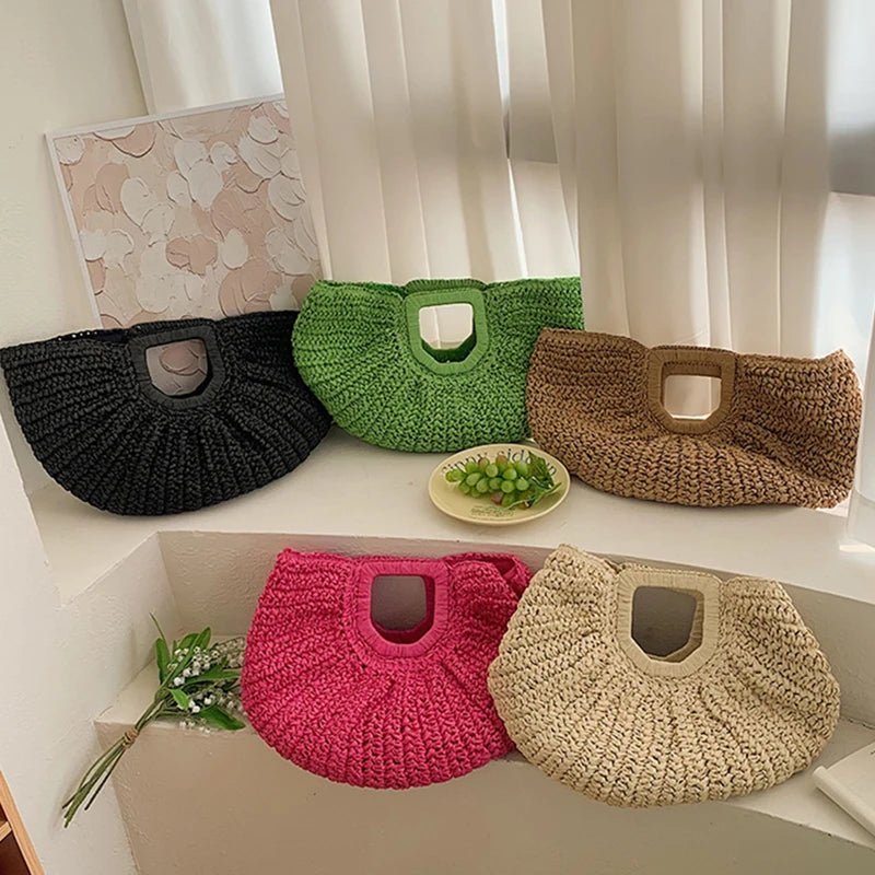 Alyana Halbmond-Tote-Bag aus Rattan