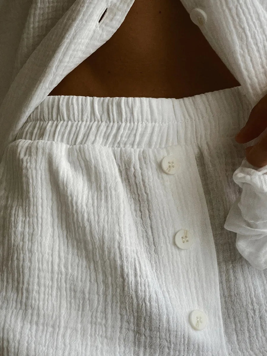 Amanda Baumwoll-Pyjama-Set mit langen Ärmeln