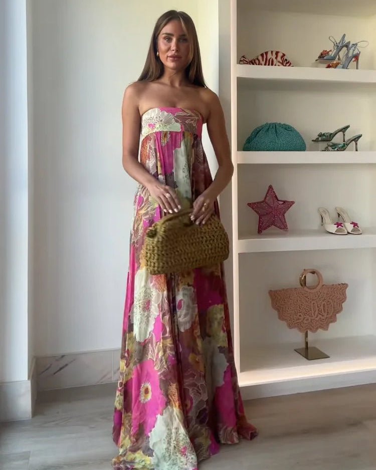 Amaya Trägerloses Maxikleid mit Blumenmuster