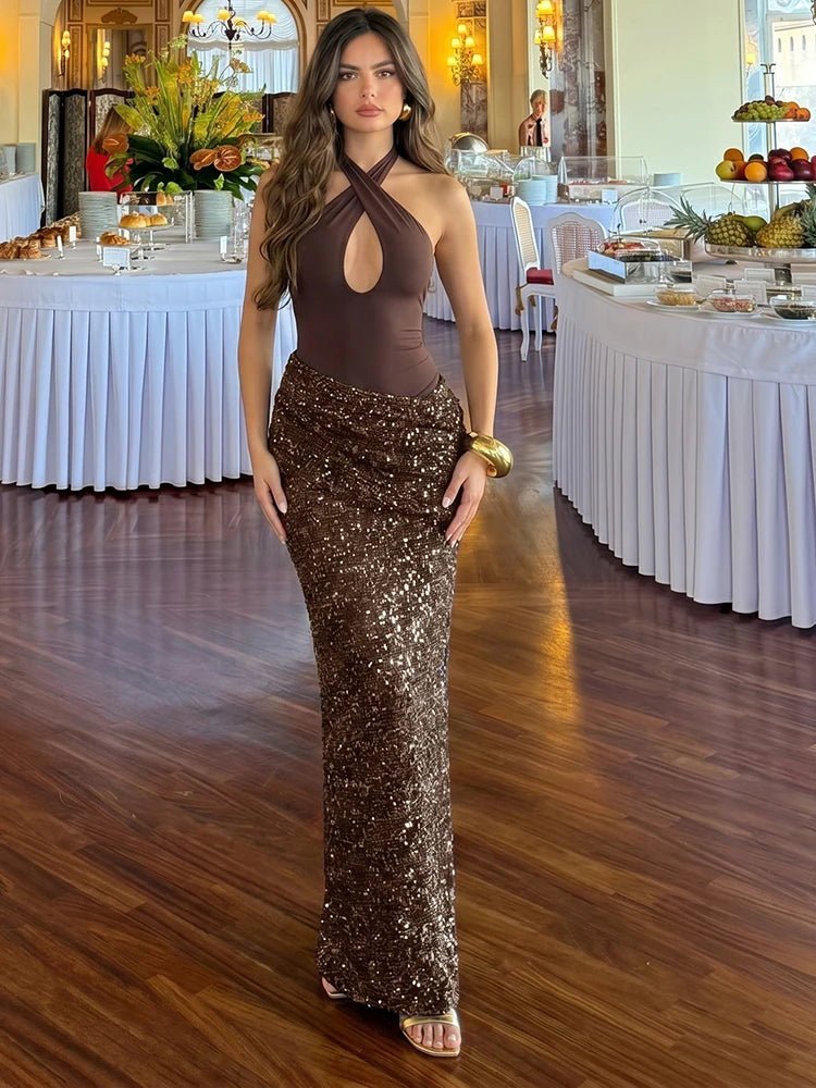 Amelia drapiertes Maxikleid mit überkreuztem Design