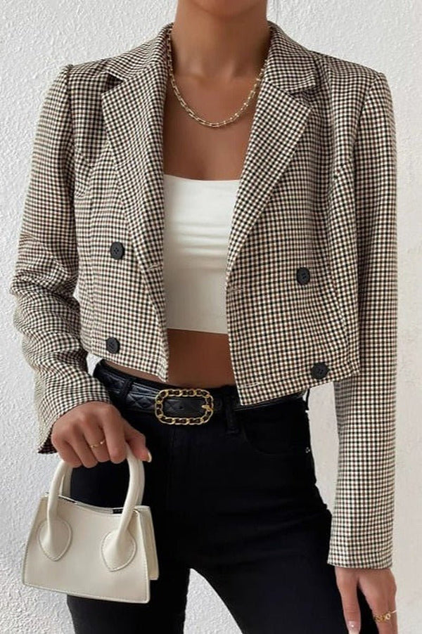 Amelia Kurzer Blazer mit Hahnentrittmuster