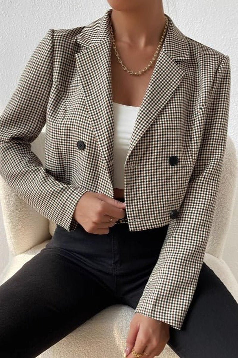 Amelia Kurzer Blazer mit Hahnentrittmuster