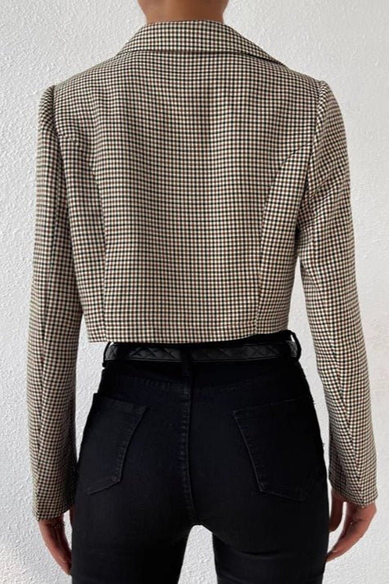 Amelia Kurzer Blazer mit Hahnentrittmuster
