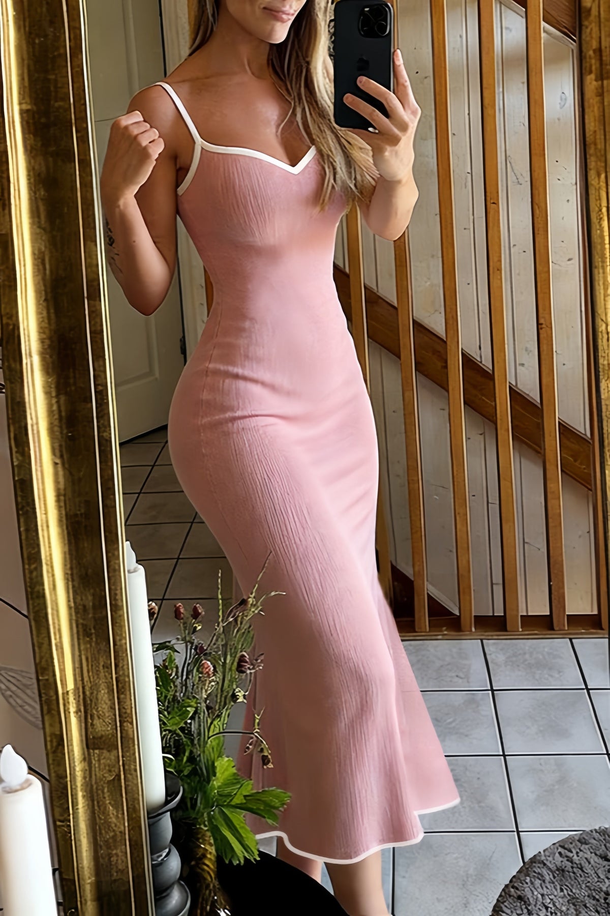 Amelie Figurbetontes Maxikleid mit Trägern