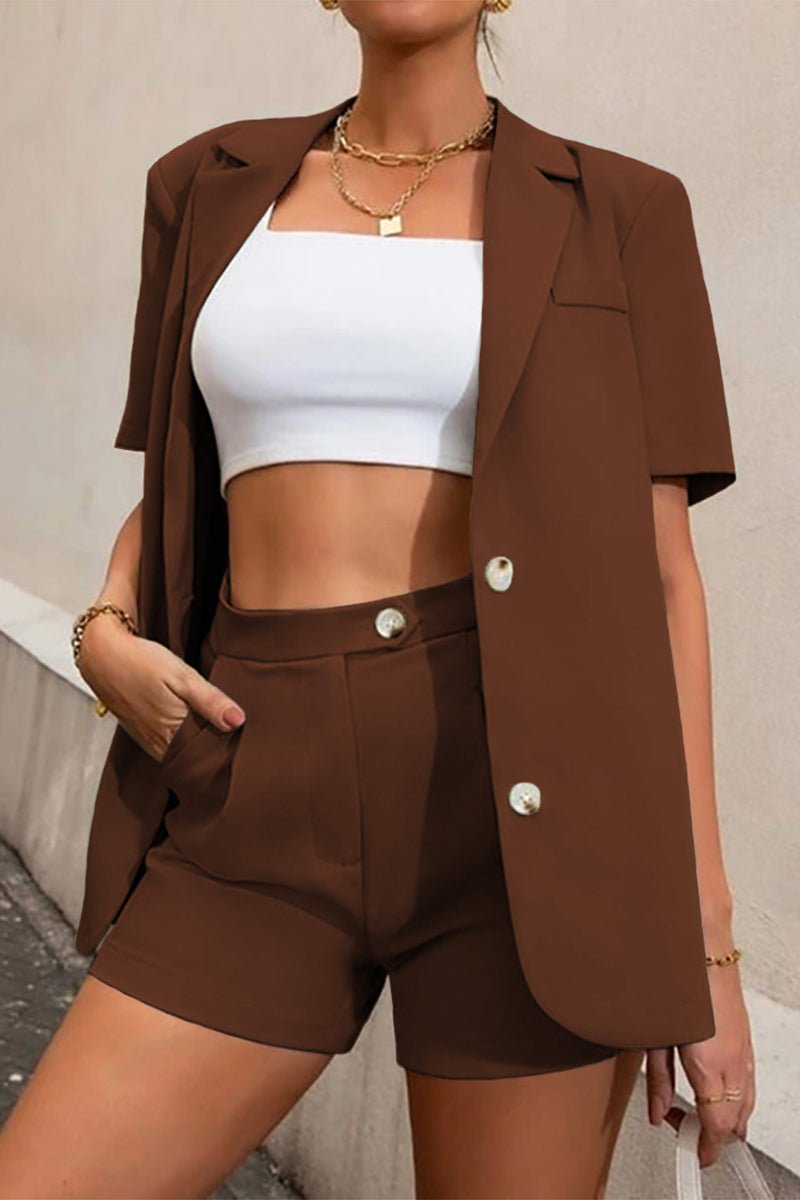Amy Two-Piece Collared Short Sleeve Set