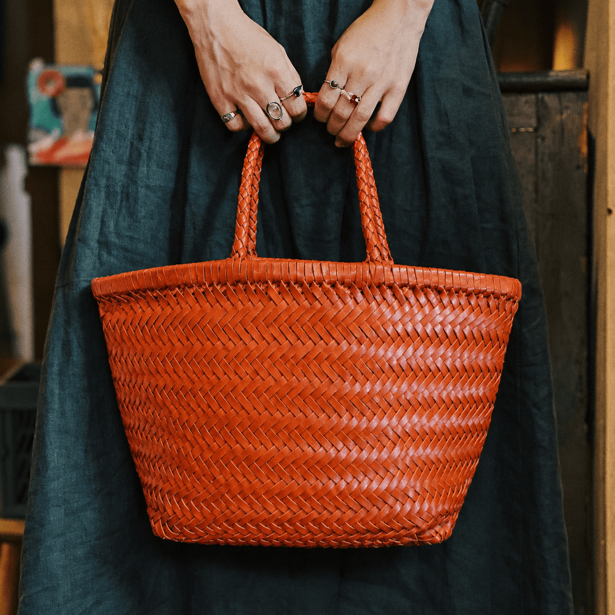 Anais Handgewebte Ledertasche
