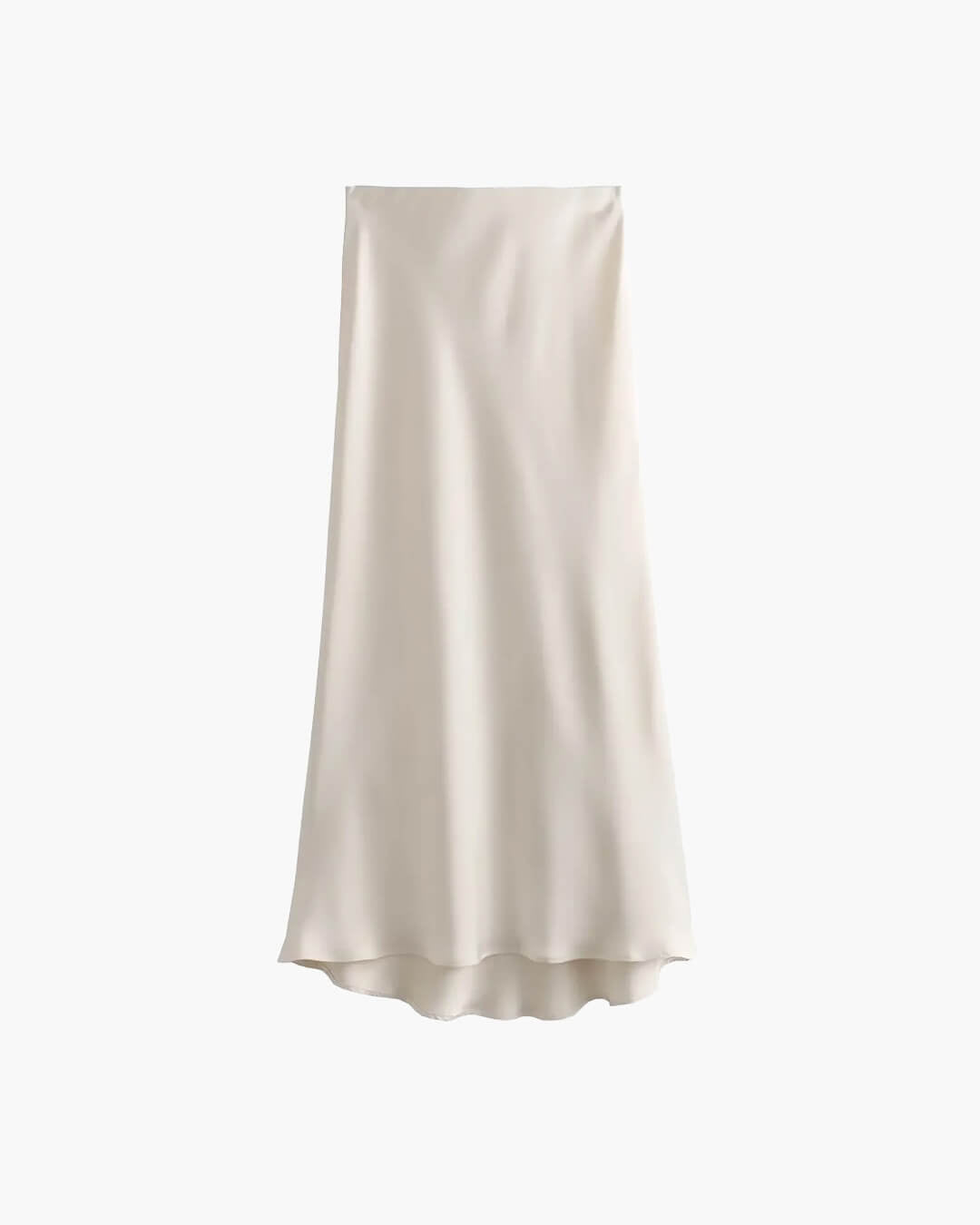 Anais Schwarzer Satin-Midirock mit hoher Taille