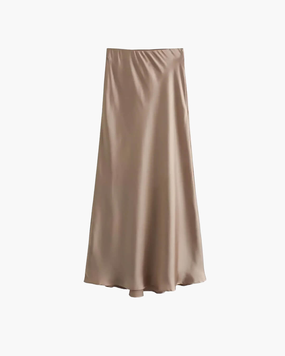 Anais Schwarzer Satin-Midirock mit hoher Taille