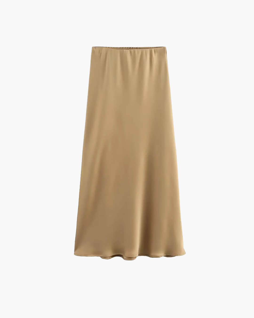 Anais Schwarzer Satin-Midirock mit hoher Taille