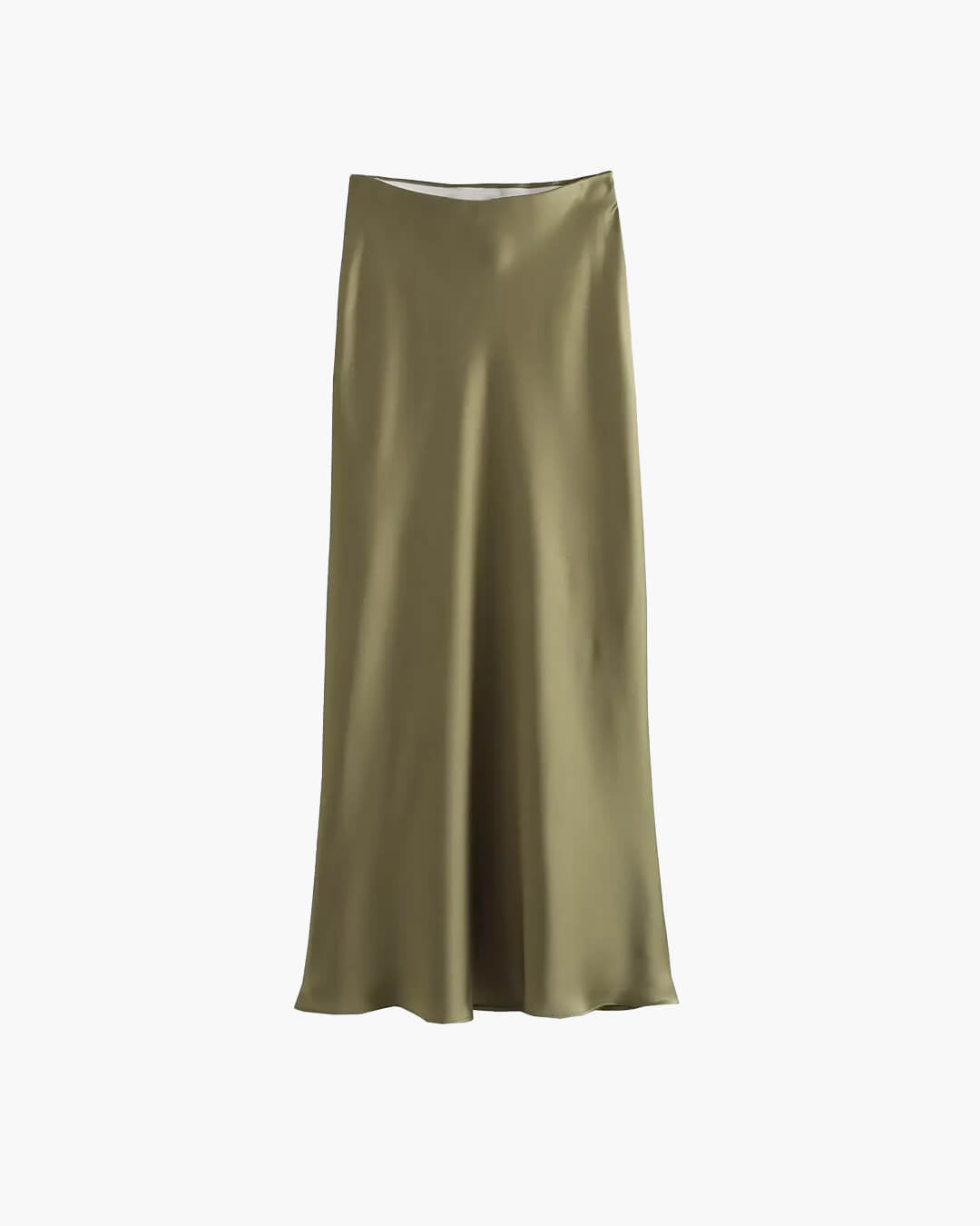 Anais Schwarzer Satin-Midirock mit hoher Taille