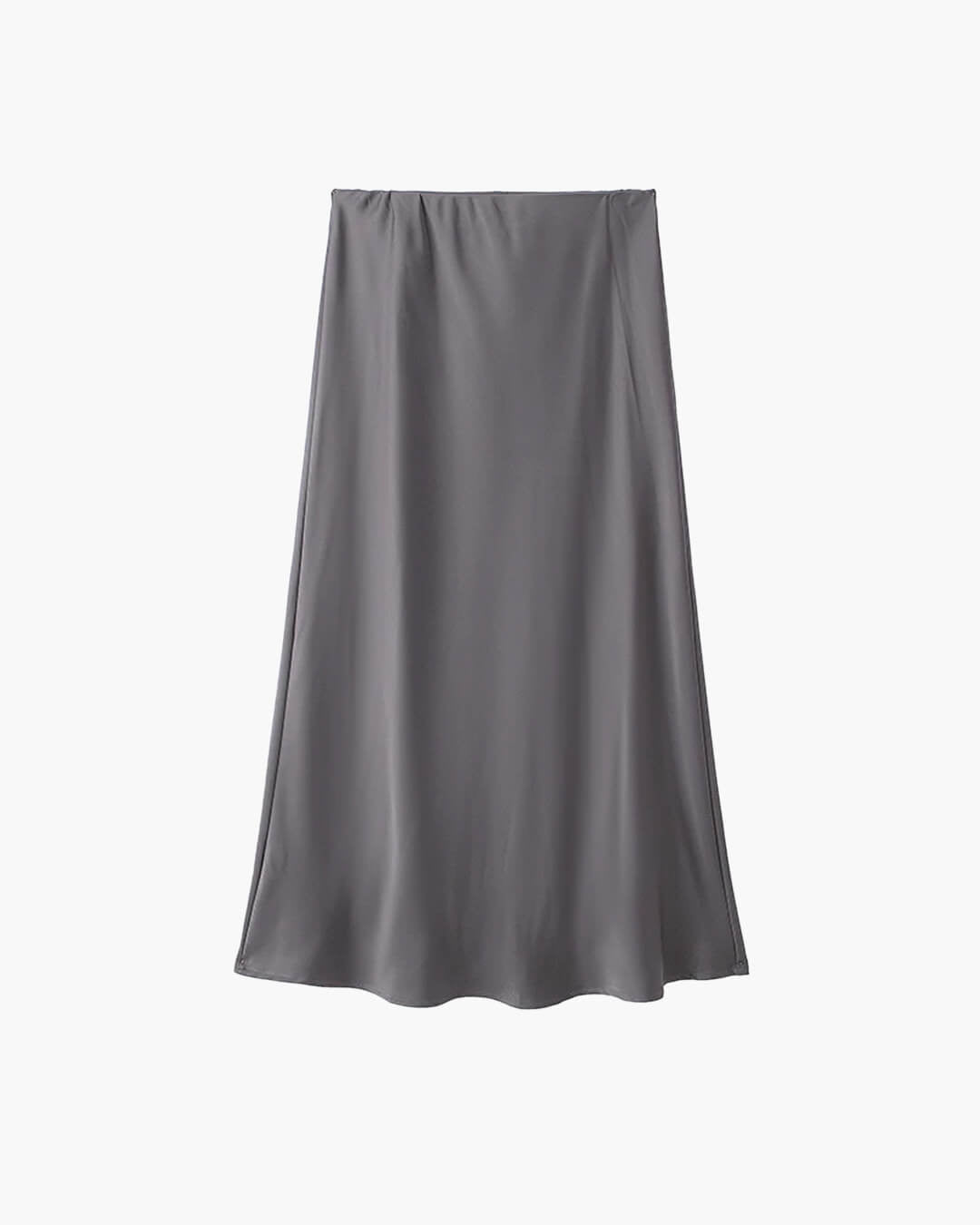 Anais Schwarzer Satin-Midirock mit hoher Taille